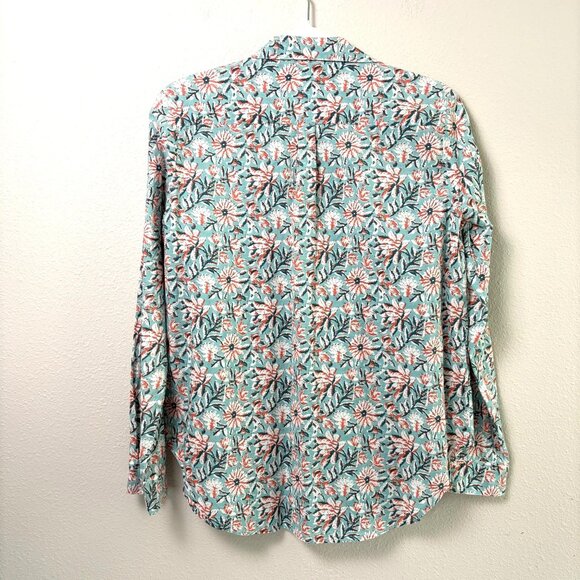 Roberta Roller Rabbit Button Front Shirt Size S Blue Peach Floral Long Sleeve - Picture 3 of 10